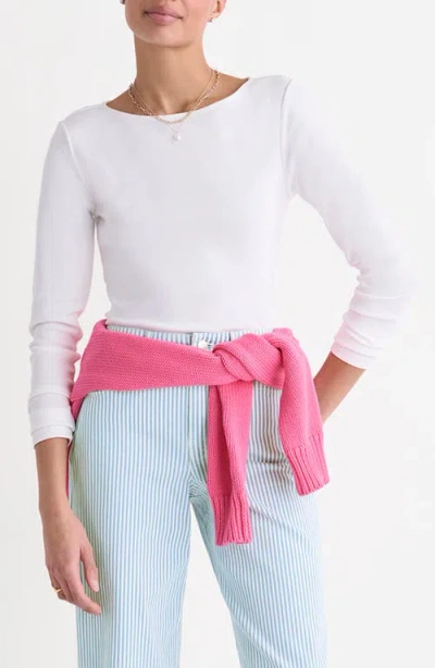 Vineyard Vines Boat Neck Stretch Cotton Top In White