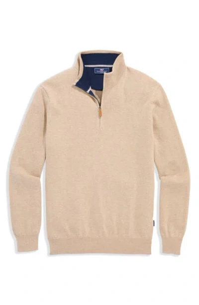 Vineyard Vines Boathouse Quarter Zip Sweater In Neutral