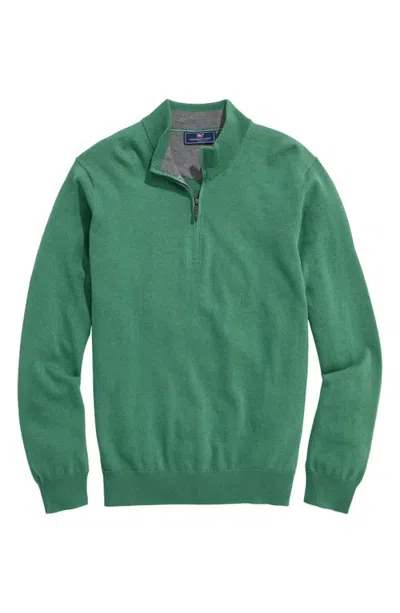 Vineyard Vines Boathouse Quarter Zip Sweater In Olive Dusk Heather