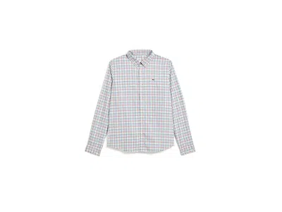 Vineyard Vines Bomb Pop Tattersall Featherweight Shirt (toddler/little Kid/big Kid) Boy's Clothing Lighthouse Red:  In Gray