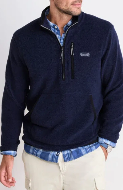 Vineyard Vines Bonfire Fleece Quarter Zip In Blue
