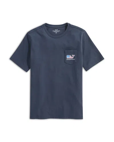 Vineyard Vines Boys' Flag Whale Short Sleeved Pocket Tee - Little Kid In Blue