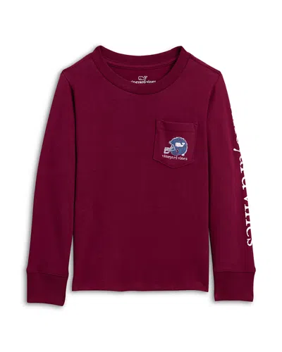 Vineyard Vines Boys' Football Helmet Whale Long Sleeved Tee - Little Kid, Big Kid In Orange