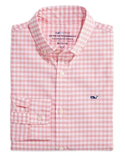 Vineyard Vines Boys' On-the-go Brrr Gingham Button Down Shirt - Little Kid, Big Kid In Cayman