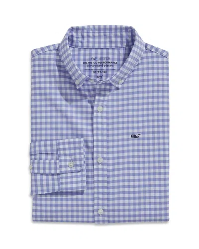 Vineyard Vines Boys' On-the-go Brrr Gingham Button Down Shirt - Little Kid, Big Kid In Newport Blue