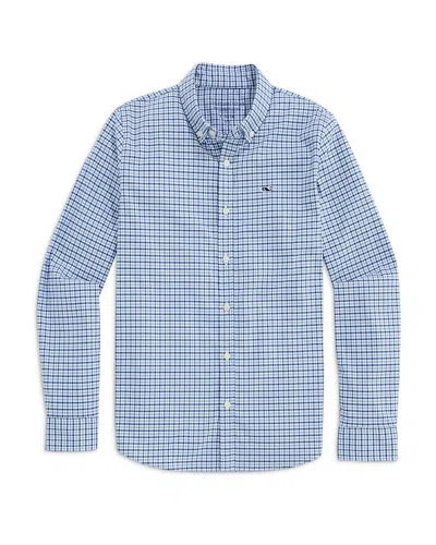 Vineyard Vines Boys' Plaid Performance Cotton Blend Dress Shirt - Little Kid, Big Kid In Blue