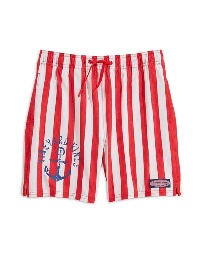 Vineyard Vines Boys' Printed Chappy Swim Trunks - Little Kid, Big Kid In Beaches Stripe-racing Red