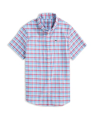 VINEYARD VINES BOYS' ROAD TOWN TATTERSALL PERFORMANCE SHORT SLEEVE SHIRT - LITTLE KID