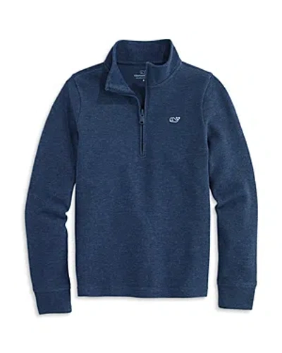 Vineyard Vines Boys' Saltwater Stripe Quarter Zip Mock Neck Sweatshirt - Little Kid, Big Kid In Deep Bay