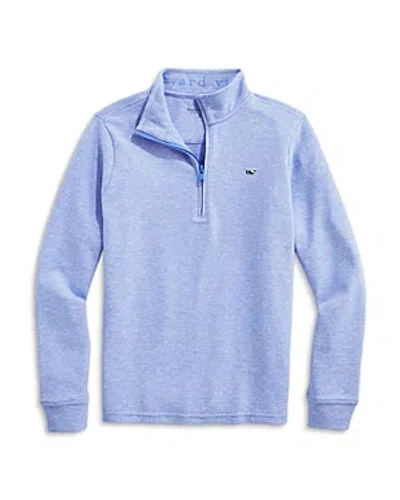 Vineyard Vines Boys' Saltwater Stripe Quarter Zip Mock Neck Sweatshirt - Little Kid, Big Kid In Jake Blue