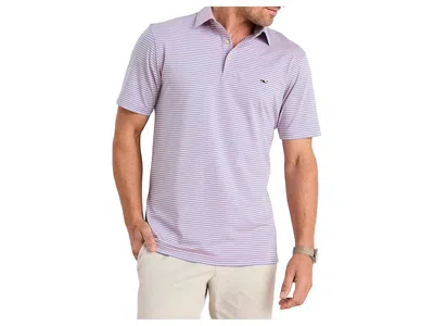 Vineyard Vines Bradley Stripe Sankaty Polo In Purple