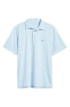 Vineyard Vines Bradley Stripe Sankaty Polo In White/aq Haze