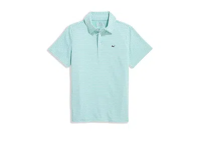 Vineyard Vines Bradley Stripe Sankaty Polo (toddler/little Kid/big Kid) Boy's Short Sleeve Knit Antigua Green : 7 B In Blue