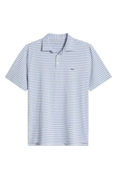 Vineyard Vines Bradley Stripe Sankaty Polo In White/moon/oc Brz