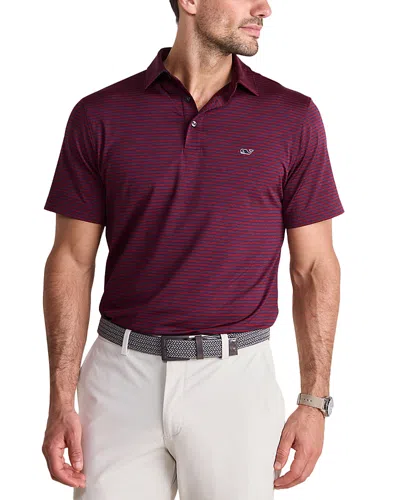 Vineyard Vines Bradley Striped Sankaty Polo Shirt In Burgundy