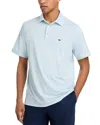 Vineyard Vines Bradley Stripe Sankaty Polo In White/ Aqua Haze