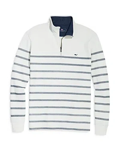 Vineyard Vines Breton Striped Quarter Zip Sweater In Nautical Navy