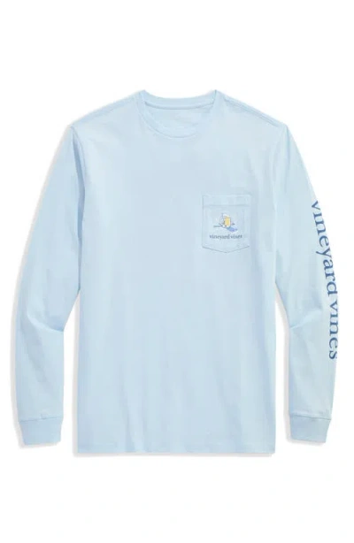Vineyard Vines Brew Ski Time Graphic Pocket Long Sleeve T-shirt In Blue
