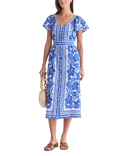 Vineyard Vines Britt Floral Short Sleeve Midi Dress In Blue