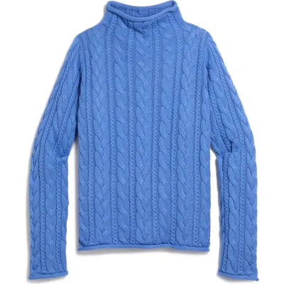 Vineyard Vines Cable Knit Mock Neck Sweater In Blue