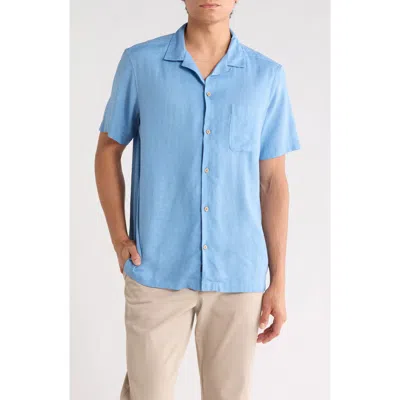 Vineyard Vines Castaway Slub Linen Blend Camp Shirt In Coastline