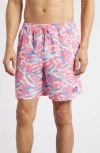 Vineyard Vines Chappy 7-inch Swim Trunks In Bone Fish Pink