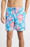 Vineyard Vines Chappy 7-inch Swim Trunks In Floral Tide Blue