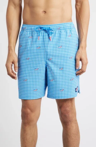 Vineyard Vines Chappy 7-inch Swim Trunks In Gingham Tideblue