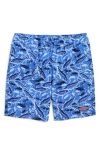 Vineyard Vines Chappy Lobster Print Regular Fit 7 Swim Trunks In Tide Blue Fishing