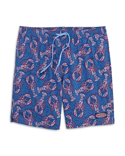 Vineyard Vines Chappy Lobster Print Regular Fit 7 Swim Trunks In Blue