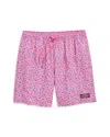 Vineyard Vines Chappy Lobster Print Regular Fit 7 Swim Trunks In Seaplane Flamingo