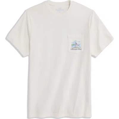 Vineyard Vines Chasing Summer Graphic Pocket T-shirt In White