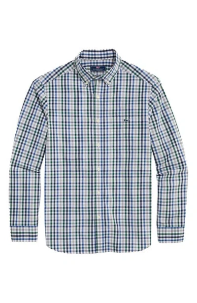 Vineyard Vines Classic Fit Tattersall Poplin Button-down Shirt In Charleston Green Pld