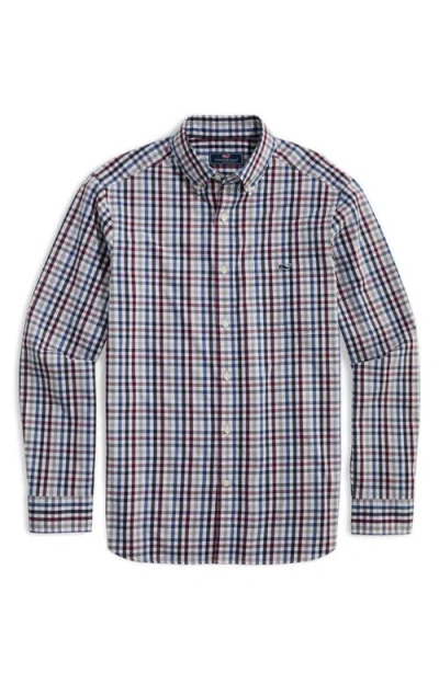 Vineyard Vines Classic Fit Tattersall Poplin Button-down Shirt In Crimson
