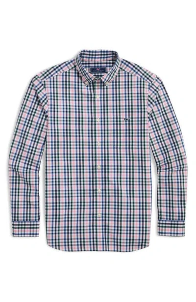 Vineyard Vines Classic Fit Tattersall Poplin Button-down Shirt In Palm Beach