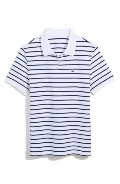 Vineyard Vines Classic Piqué Polo In B.stripe- White/navy