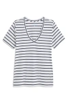 Vineyard Vines Clean Jersey V-neck T-shirt In B.stripe- White/ Navy