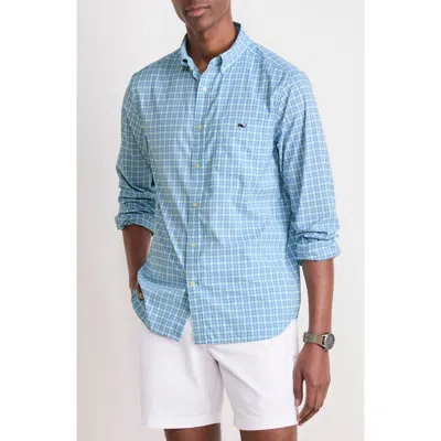 Vineyard Vines Cobia Check Featherweight Performance Button-down Shirt In Jake Blue