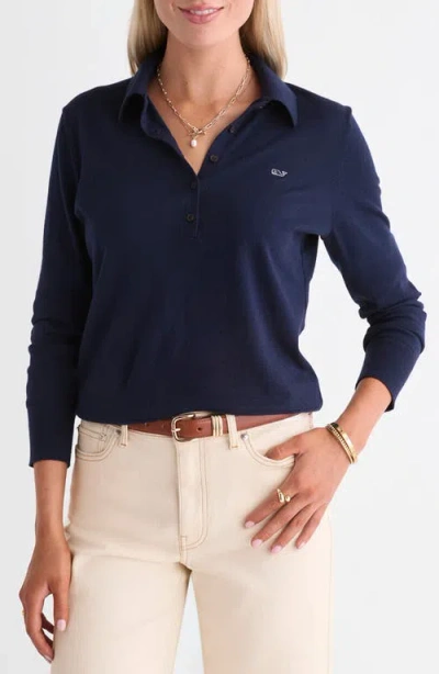 Vineyard Vines Cotton And Cashmere Polo Sweater In Blue
