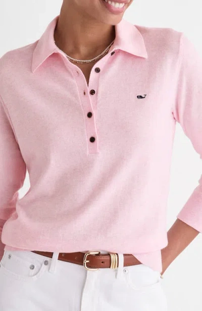 Vineyard Vines Cotton And Cashmere Polo Sweater In Pink Drink Heather