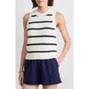 Vineyard Vines Cotton Blend Sleeveless Sweater In Hana Stripe Marsh