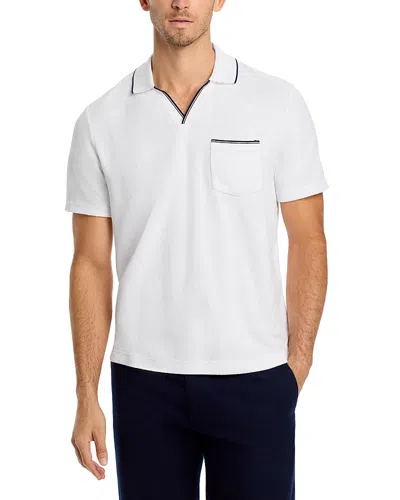 Vineyard Vines Cotton Blend Terry Tipped Polo Shirt In White