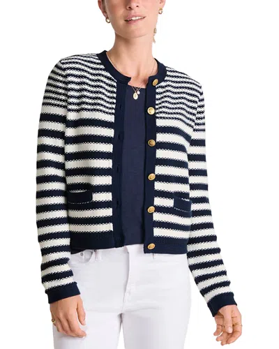 Vineyard Vines Cotton Cashmere Stripe Texture Cardigan In Black