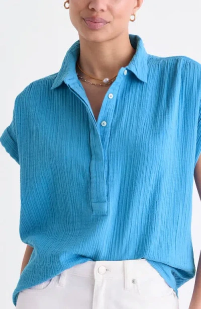 Vineyard Vines Cotton Short Sleeve Shirt In Blue