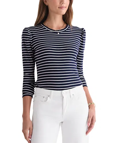Vineyard Vines Cotton Stretch Puffed Shoulder Top In Blue