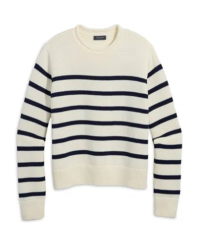 Vineyard Vines Stripe Roll Neck Cotton Sweater In Caley Stripe Marsh