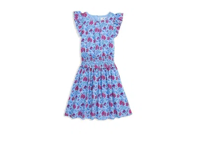 Vineyard Vines Delia Dress (toddler/little Kid/big Kid) Girl's Dress Floral Serenity Blue : 3t, Cotton/modal