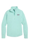 Vineyard Vines Dreamcloth® Quilted Shep Half Zip Pullover In Aqua Haze Heather