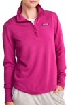 Vineyard Vines Dreamcloth Relaxed Half Zip Sweatshirt In Vivid Fuchsia Hthr