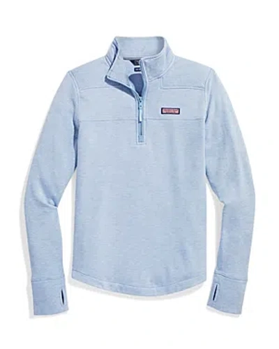 Vineyard Vines Dreamcloth Zip Up Shirt In Jake Blue Heather